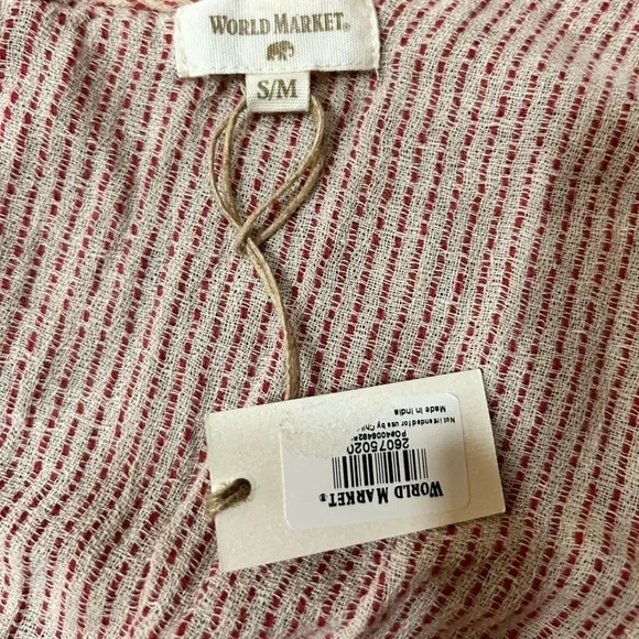 World Market Red & Ivory Kaftan Dress S/M - Picture 6 of 7